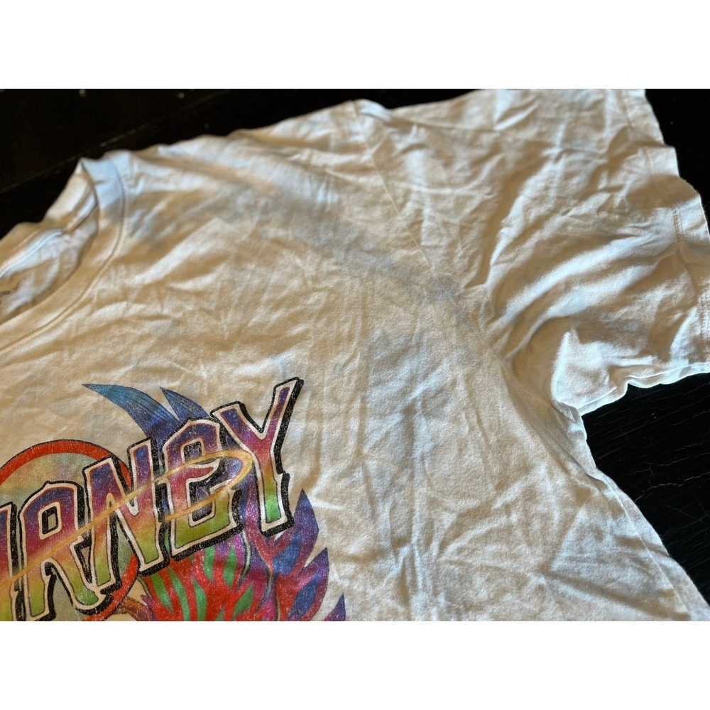 Journey Band Tee XL White Graphic Scarab Wings 80s Rock Cropped T Shirt‎ - Picture 4 of 7